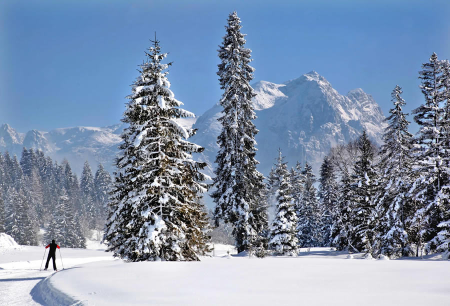 Weite Wiesenlandschaft rund um das Bergdorf Unken